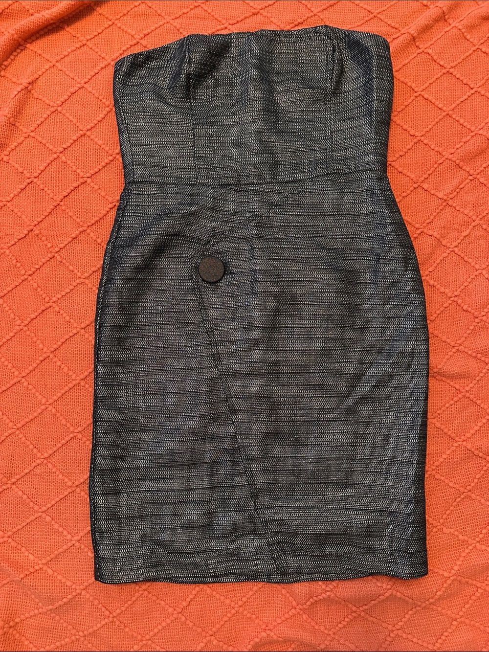 Strapless Textured Pencil Dress in Charcoal